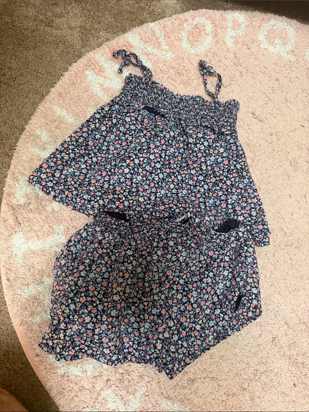 Janie & Jack Navy Floral Two-Piece Tank & Shorts Set